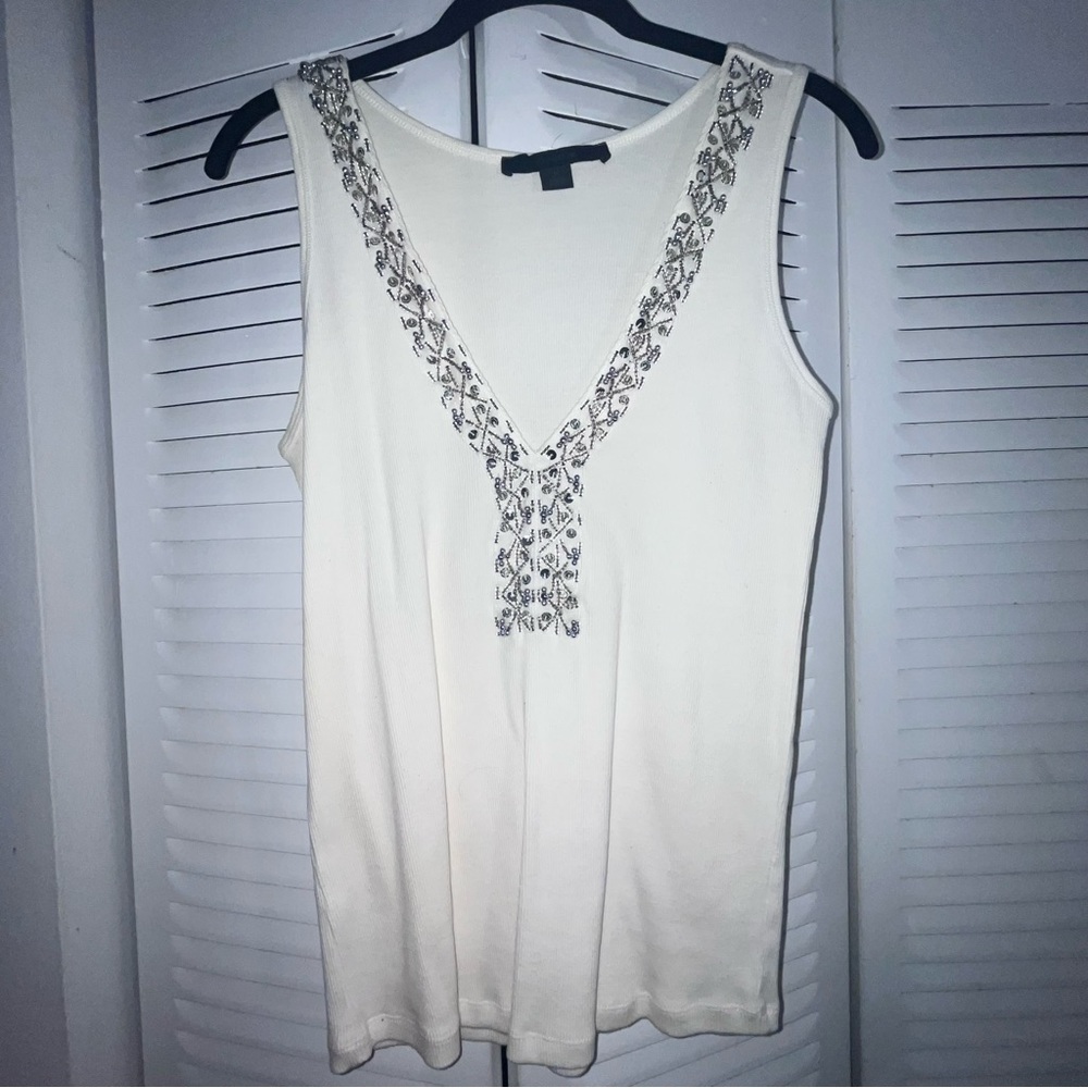 Embroidered White Tanktop